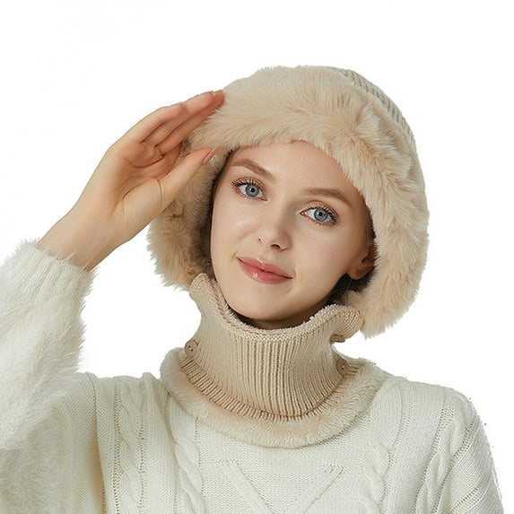 Womens Solid Color Knit Hat Ear Protector Scarf Warm Fashion Versatile Hat Thin Winter Hat Wind Proof Hat Scuttle Hat And Ears Warm Hat Mens Plaid Hat for Men Mens Winter Hats with Ear Mens Lined