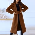 thumbnail image 1 of Womens Solid Color Lapel Double Coat Winter Long Button Woolen Coat Women Long Dress Jacket Mid Length Dress Coats for Women No Toe Seam Winter Jackets Boot Winter Jackets for Women Size 9-11 Wool, 1 of 4