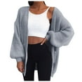 thumbnail image 1 of Womens Solid Color Lightweight Loose Sweaters Long Sleeve Open Front Cardigan Ribbed Knit Outerwear Tops, 1 of 7