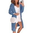 thumbnail image 1 of Womens Solid Color Long Sleeve Open Front Knit Sheer Cardigans Lightweight Kimono Long Sweater, 1 of 3