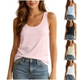 thumbnail image 1 of Womens Solid Color Loose Fit Casual Tank Tops Scoop Neck Sleeveless Spring Summer Shirt Pink XL(XL), 1 of 9