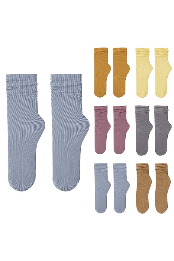Womens Solid Color Mid Crew Socks in Cooling Fabric for Summer and Autumn Everyday Wear
