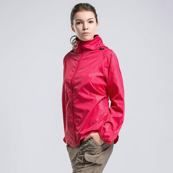 Womens Solid Color Packable Rain Jacket Lightweight Windproof Raincoat With Hood Outdoor Rain Gear Travel Hiking Cycling Womens Western Fashion Western Jackets for Women Business Casual for Women Fall