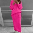 thumbnail image 1 of Womens Solid Color Round Neck Long Sleeve Cable Knitted Warm Two-Piece Skirt Sweater Suit Set, 1 of 6
