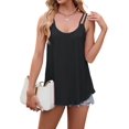 thumbnail image 1 of Womens Solid Color Round Neck Sleeveless Tank Top Basic Layering Undershirt Casual Black L, 1 of 9