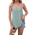 thumbnail image 1 of Womens Solid Color Round Neck Sleeveless Tank Top Basic Layering Undershirt Casual Dark Green S, 1 of 9