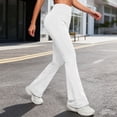 thumbnail image 1 of Womens Solid Color Stretchy Flare Yoga Leggings Elastic Waist Soft Comfy Fabric Casual Athletic Gym Workout Daily Wear Fashion Ladies Outfit White L, 1 of 9