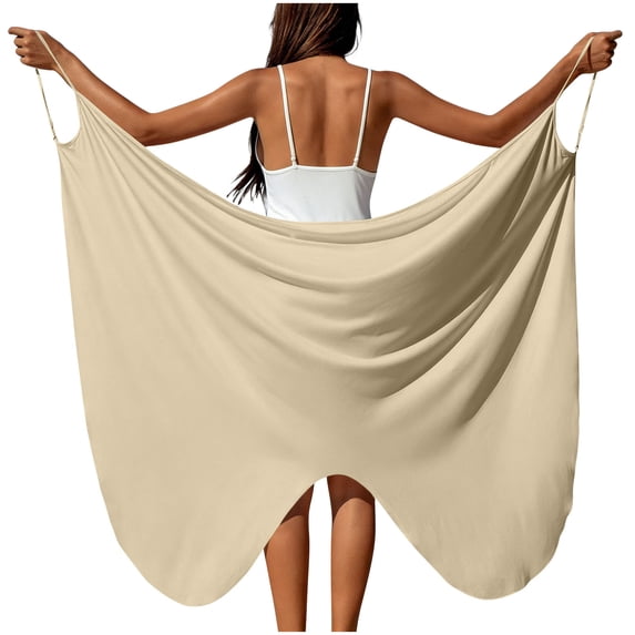 Womens Solid Color Swimsuit Cover Up Beachwear Spaghetti Strap Wrap Tops Oversized Lightweight Sarong Coverups