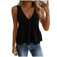 thumbnail image 1 of Womens Solid Color Tank Top V Neck Tops Cami Tank Tops Hem Tie Back Sleeveless Backless Shirts Black, 1 of 9