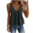 thumbnail image 1 of Womens Solid Color Tank Top V Neck Tops Cami Tank Tops Hem Tie Back Sleeveless Backless Shirts Gray, 1 of 9