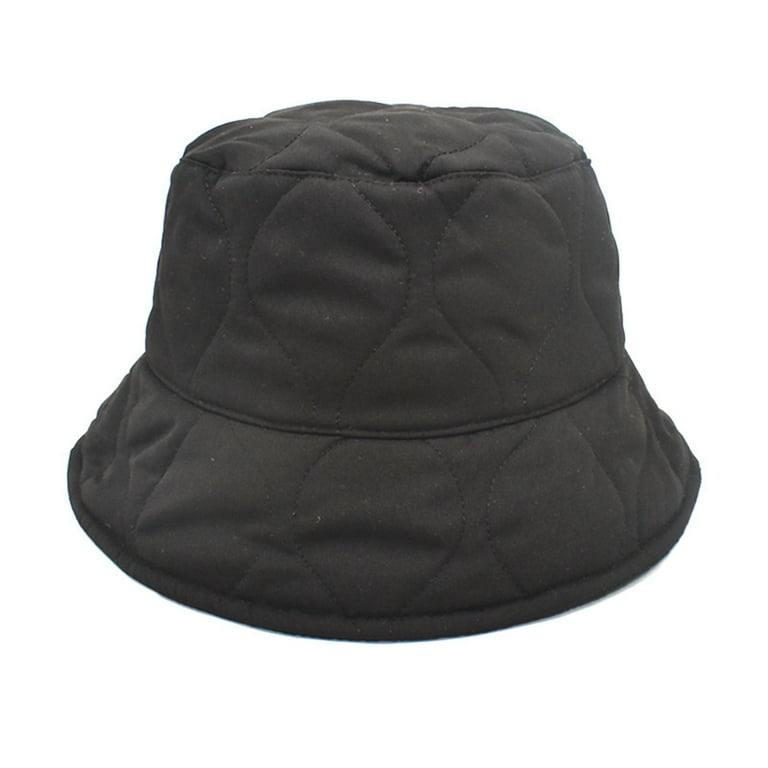 Womens Solid Color Thickened Pot Cap Fall Winter Warm Thermal Windproof  Bucket Fisherman Hat For Women For Girls Bucket Hats Black 