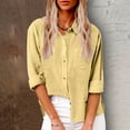 thumbnail image 1 of Womens Solid Color V Neck Loose Blouse Long Sleeve Casual Work Tunic with Pocket, 1 of 8