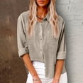 thumbnail image 1 of Womens Solid Color V Neck Loose Blouse Long Sleeve Casual Work Tunic with Pocket, 1 of 8