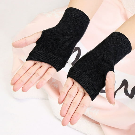 Womens Solid Color Warm Half Finger Gloves Mens And Womens Fingerless Gloves Finger Gloves Thermal Safety Comfy Workout Gym Gloves for Driving Cycling Running Hiking Skiing
