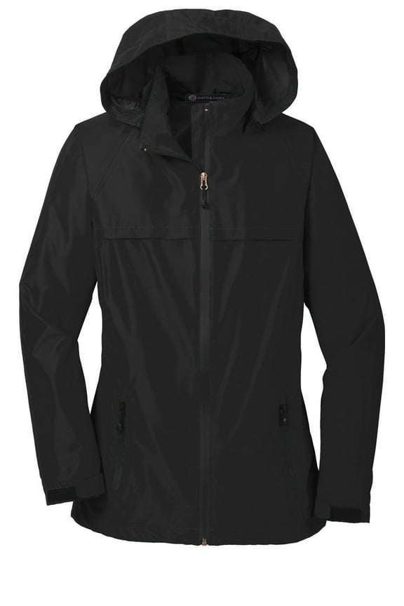 Womens Solid Color Waterproof Jacket - MH - Black MHL333SA XS