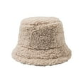 thumbnail image 1 of Womens Solid Color Winter Thermal Windproof Bucket Fisherman Hat For Women, 1 of 5