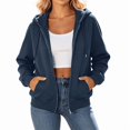 thumbnail image 1 of Womens Solid Color Zip Up Hoodies Long Sleeve Casual Hooded Sweatshirt with Pockets Fall Winter Warm Jackets Clothes, 1 of 7