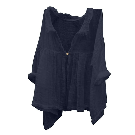 Womens Solid Cotton Linen Tops R