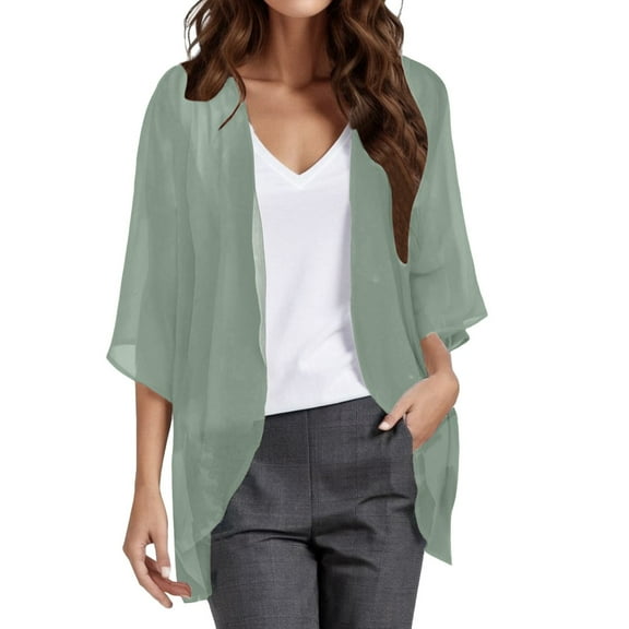Womens Solid Elegant Puff Cardigan 1X Sleeve Cardigan Loose Cover Womens Loose Cardigan Up Casual Blouse Tops