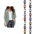 thumbnail image 1 of Womens Solid Elegant Puff Sleeve Cardigan Loose Cover Up Casual Blouse Tops Cardigan Sweaters for Women, 1 of 2