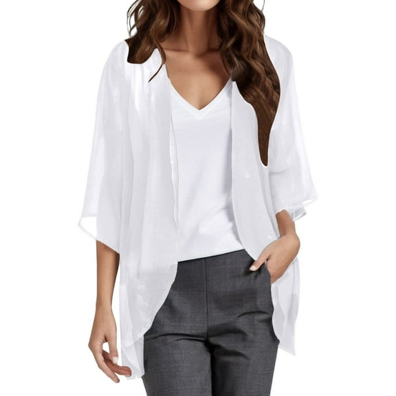 Womens Solid Elegant Puff Sleeve Cardigan Loose Cover Up Casual Blouse Tops Womens Long Sleeve Tops Womens Long Sleeve Tops
