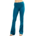 thumbnail image 1 of Womens Solid Foldover Lounge Flared Cotton Yoga Pants, 1 of 4
