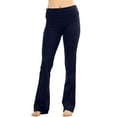thumbnail image 1 of Womens Solid Foldover Lounge Flared Cotton Yoga Pants, 1 of 4