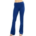thumbnail image 1 of Womens Solid Foldover Lounge Flared Cotton Yoga Pants, 1 of 4