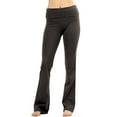 thumbnail image 1 of Womens Solid Foldover Lounge Flared Cotton Yoga Pants, 1 of 5