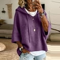 thumbnail image 1 of Womens Solid Hooded Knit Pullover Sweater, Drawstring 3/4 Batwing Sleeve Oversized Loose Ribbed Knitted Drop Shoulder Soft Comfy Winter Trendy Outfit, 1 of 5
