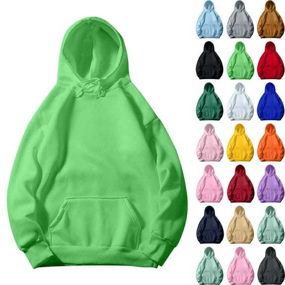 Womens Solid Hoodies Fall Fashion Casual Long Sleeve Hooded Sweatshirts Loose Comfy Trendy Pullover Tops with Pockets