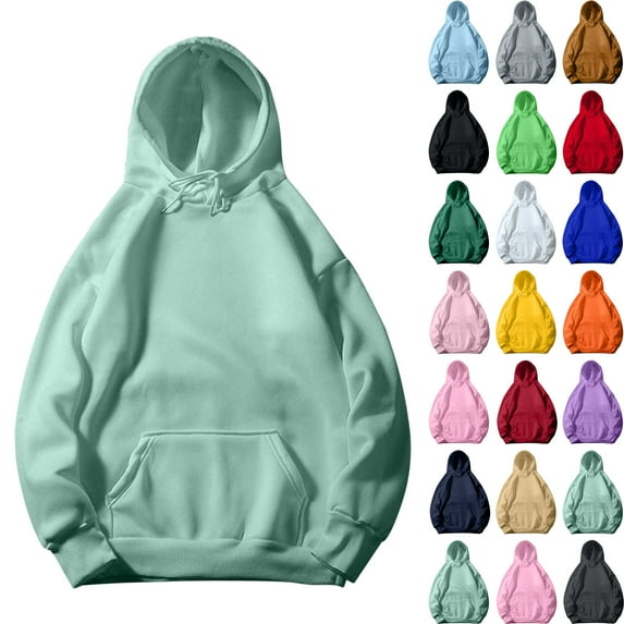 Womens Solid Hoodies Fall Fashion Casual Long Sleeve Hooded Sweatshirts Loose Comfy Trendy Pullover Tops with Pockets