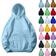thumbnail image 1 of Womens Solid Hoodies Fall Fashion Casual Long Sleeve Hooded Sweatshirts Loose Comfy Trendy Pullover Tops with Pockets, 1 of 9