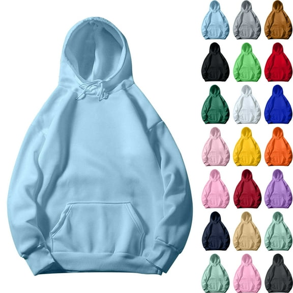 Womens Solid Hoodies Fall Fashion Casual Long Sleeve Hooded Sweatshirts Loose Comfy Trendy Pullover Tops with Pockets