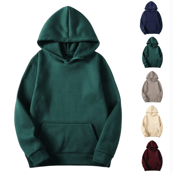 Womens Solid Hoodies Fashion Casual Long Sleeve Hooded Pullover Sweatshirts Loose Comfy Trendy Pullover Tops with Pockets