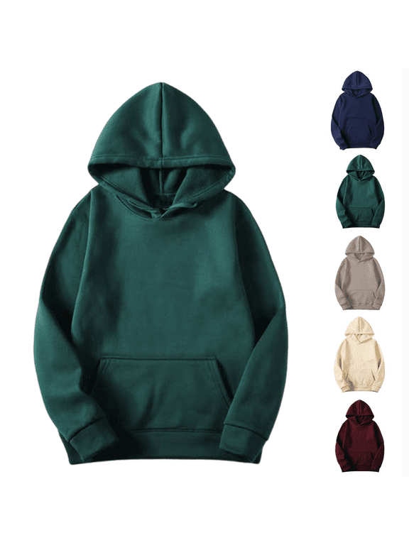 Womens Solid Hoodies Fashion Casual Long Sleeve Hooded Pullover Sweatshirts Loose Comfy Trendy Pullover Tops with Pockets