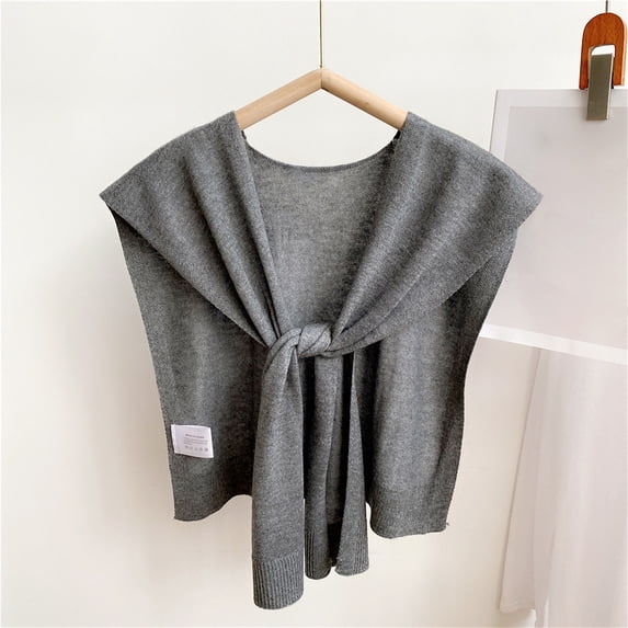 Womens Solid Knitted Small Shawl Outwear Spring Fall Wrap