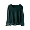 thumbnail image 1 of Womens Solid Long Sleeve Pullover Winter Warm Crewneck Shirts Comfortable Pajamas Tops Soft Fuzzy Loungewear, 1 of 6