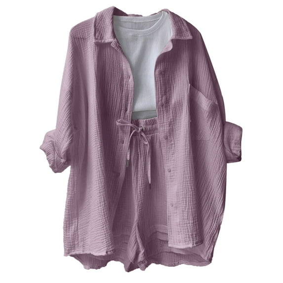 Womens Solid Long Sleeve Shirt High Waist Drawstring Shorts Casual Tank Set Lap Swimming Suit for Women Youth Boys Swimsuit Swimsuit Cover up Women Pool Sheer Cover up Fall Bodysuit Tops for