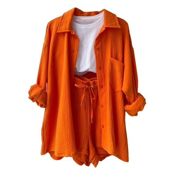 Womens Solid Long Sleeve Shirt High Waist Drawstring Shorts Casual Tank Set Lap Swimming Suit for Women Youth Boys Swimsuit Swimsuit Cover up Women Pool Sheer Cover up Fall Bodysuit Tops for