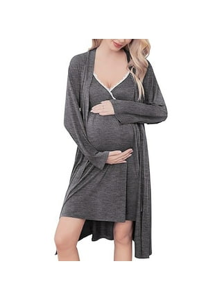 Women Maternity Nursing Gown And Robe Set 3 In 1 Labor Delivery Nursing  Nightgown For Breastfeeding Hospital Bathrobe Army Green