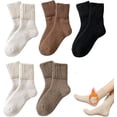 thumbnail image 1 of Womens Solid Mid Calf Socks, 5 Pairs Cozy Fall Socks for Women, Winter Soft Thermal Cotton Knit Socks, 1 of 7