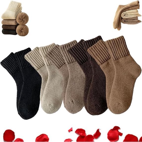 Womens Solid Mid Calf Socks for Fall and Winter, Ladies Cozy Casual Retro Soft Comfy Warm Thick Cute Knit Crew Socks (15 Pairs,One Size)