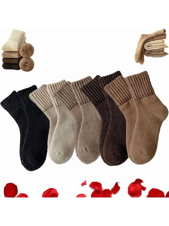 Womens Solid Mid Calf Socks for Fall and Winter, Ladies Cozy Casual Retro Soft Comfy Warm Thick Cute Knit Crew Socks