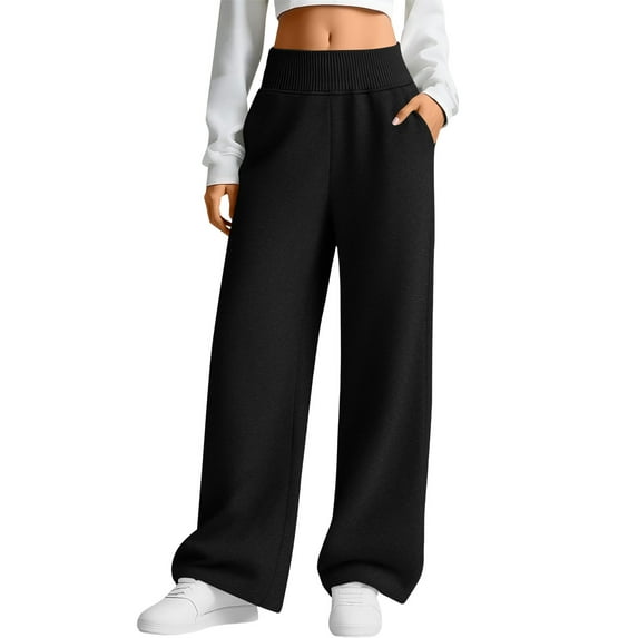 Womens Solid Palazzo Pants High Waisted Athletic-Fit Sweatpants Baggy Stretchy Wide Leg Sweatpant Light Breathable Sweat Pants Gym Workout Running Casual Pants With Pockets