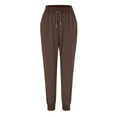 thumbnail image 1 of Womens Solid Pants Drawstring Elastic Waist Pants Trousers With Pocket, 1 of 6