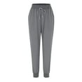 thumbnail image 1 of Womens Solid Pants Drawstring Elastic Waist Pants Trousers With Pocket, 1 of 6