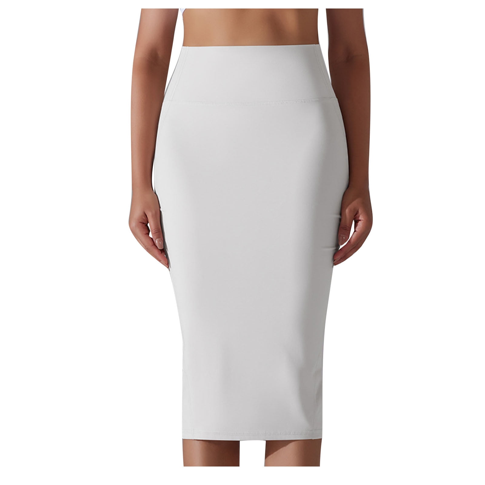 Womens Solid Pencil Skirt Sports Casual High Waisted