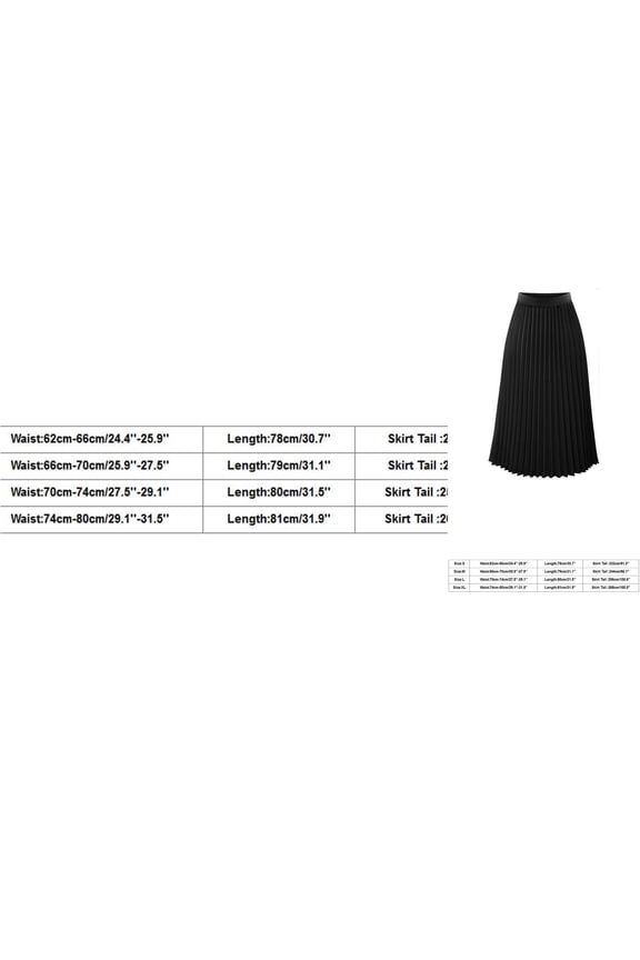 Womens Solid Pleated Elegant Midi Elastic Waist Skirt Business Skirts for Women