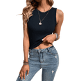 thumbnail image 1 of Womens Solid Round Neck Ribbed Summer Tank Top Sleeveless Racerback Cropped Basic Camisole Shirt Top(BL-S), 1 of 5